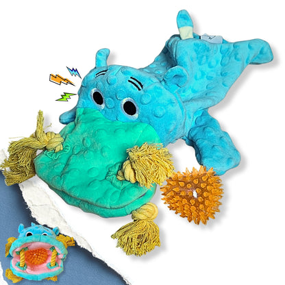 🦛 Nibbles – The Tug, Chew & Fetch Buddy with a Surprise Ball-like toy Inside